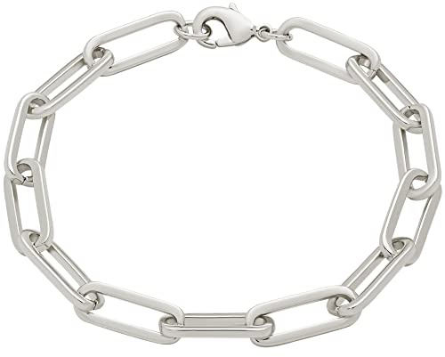 Amazon Essentials Silver Plated Chunky Chain Link Bracelet 7.5, Silver