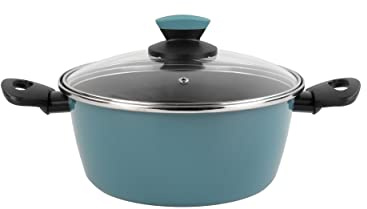 Magefesa Lotus - Cacerola 20 cm de Acero vitrificado Exterior Azul. Antiadherente bicapa Reforzado, Apto para Todo Tipo de cocinas, Especial inducción. 50% de Ahorro energético.