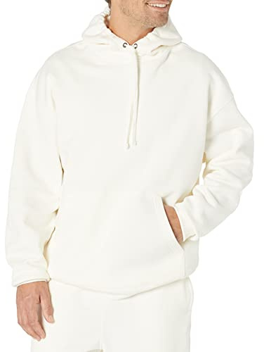 Amazon Essentials överdimensionerad huvtröja för män (finns i stora och långa), äggskalsvit, Large
