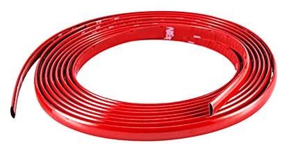 Chrom Auto Zierleiste Trim,Auto Zierleiste Stoßstange Schutzleiste Universal Selbstklebend Auto Dekorleiste Chromleisten Antikollisions PVC Autofenster für Autotür Fenster Kantenschutz,Rot,9mm x 5m