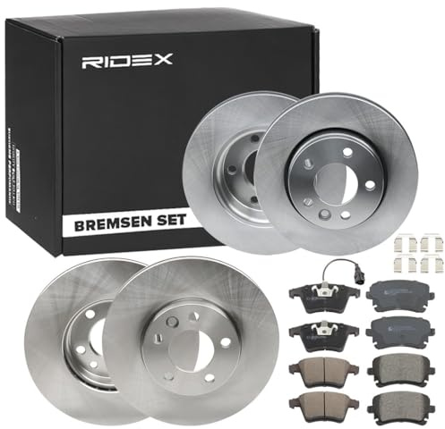 RIDEX Bremsenset Hinten Vorne 293,7 308mm Bremsscheiben und Bremsbeläge für VW Transporter V Bus (7HB, 7HJ, 7EB, 7EJ, 7EF, 7EG, 7HF, 7EC) Belüftet