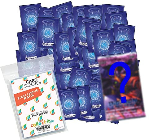 Digimon-Karten 25 Verschiedene + 1 Digimon-Booster + 100 Collect-it.de Hüllen - Englisch