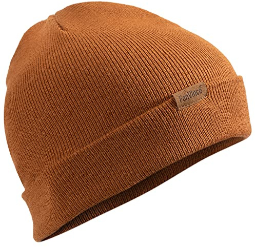 Mössa Herr Dam Vinter Kallsäker Vintermössa - Vindtät Beanie Andningsförmåga Mjuk Elastisk Termisk Stickad Hatt - Varm Gåvor för Män och Kvinnor Brunt