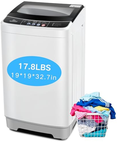 Nictemaw Portable Washing Machine, 17.8Lbs Capacity Full-Automatic Portable Washer, 2.4Cu.ft Washer and Dryer Combo with Drain Pump, 10 Programs 8 Water Levels Compact Laundry Machine for Apartment RV