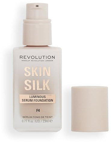 Makeup Revolution, Skin Silk Serum Foundation, Light to Medium Coverage, Contains Hyaluronic Acid, F4, 23ml