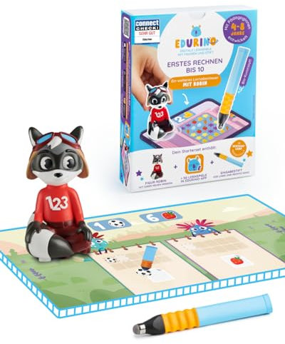 Edurino Starterset Robin Erstes Rechnen bis 10 (Stufe 2) ab 4 J. inkl. Eingabestift | Innovatives und digitales Lernspiel | Zahlenverständnis | Zahlen sortieren & ordnen | Erstes Plus- & Minusrechnen