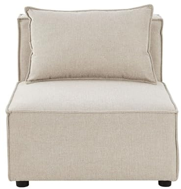 Juskys Mittelsofa Domas - modulares Sofa in Stoff Beige - Wohnzimmer Couch mit Kissen - Modulsofa 130 kg belastbar - Sofagarnitur Wohnlandschaft