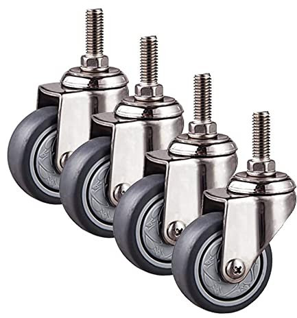 Bürorollen 50-mm-Lenkrolle, Lenkrollen aus Edelstahl 304, Möbelrolle, mit M10x25-mm-Gewinde, für Couchtisch-Räder, Schrank-Sitz-Räder, Drehstuhl-Räder