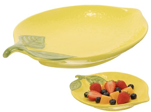 Zerodeko Zitronenform Keramik Teller 9.8X6.7 Zoll Wiederverwendbarer Servierteller Für Snacks Salate Desserts Und Vorspeisen in Haushalt Und Gastronomie