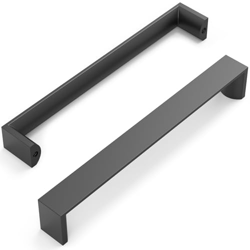 FURNIWARE 10 Stück Möbelgriffe, Schwarz 160mm Lochabstand Schrankgriffe Küchengriffe Griffe Möbel Schubladengriffe Griffe für Küchenschränke Schränke Schubladengriffe