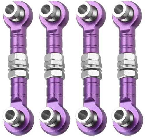 sourcing map 4pcs Steering Servo Turnbuckle Rod RC Aluminum Alloy Linkages for HSP 1/10 94123 On-Road RC Car(Purple)