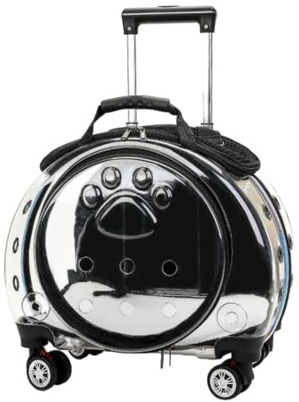 Ehozirta Valise à roulettes pour animaux de compagnie avec trous de ventilation, fenêtre transparente, chariot de transport pour animaux de compagnie, poussettes pour petits chiens, chat avec roues