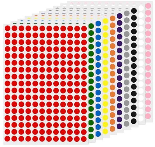 FINDAT Flerfärgade runda etiketter 10 mm färgkodning cirkel prickklistermärken vinyl vattentäta självhäftande avtagbara klibbiga namnetiketter för hemmakontor affärer 2040-pack