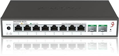 XikeStor Switch réseau géré 4 Ports 2,5 Gbit 4 Ports RJ45 100M/1000M/2,5G et 2 Ports SFP+ 10G, Support LACP/VLAN/QoS/STP/IGMP. Hub Ethernet, Switch RJ45 SFP+ (10 Port | 8x2.5G | 2x10G SFP+)