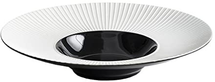 Set di 4 piatti da dessert in ceramica nera, piatti da insalata per ristorante, piatto da pasta per cucina, piatto fondo creativo, 30,2 cm, grande piatto in ceramica con cappello di paglia, design