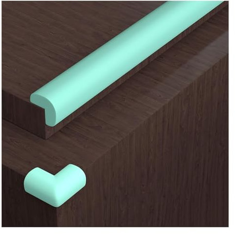 SFQEVHRZ Foam Wall Edge Eckschutz， Weiche Schaummöbel und Kaminkante Stoßfänger, Schreibtischkantenkissen, fürsorglich(Green b,6pcs)