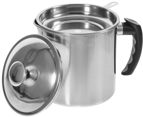 POPETPOP Recipiente Filtro de Aceite 1.8l Acero Inoxidable 410 con Colador Eficaz para Separar Grasas Cocina Hogar Restaurante