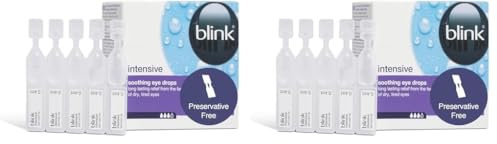 Blink Intensive Soothing Eye Drops, Relief from Dry Eyes - Long-Lasting Lubricating Eye Drops with Hyaluronic Acid, Suitable for Use with Contact Lenses, Refreshing Single Vials, 20 x 0.4 ml