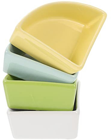 HEMOTON 4stücke Keramischer Hamsterfutternapf Anti-Biss Tierschüssel Für Kleintiere Spülmaschinengeeignet Für Hamster Chinchillas Und Andere Haustiere Verschiedene Farbvarianten Weiß Blau