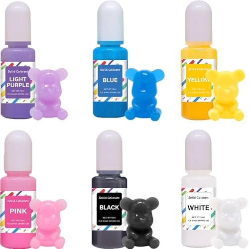 Cheerix Farbpigmente für Gießpulver, 6 Farben Set für Beton Gips, Epoxidharz Farbe Set, Gießpulver Farbe je 10 ml, Epoxidharz Pigment Farbstoff für Harz Kunst, DIY Kerzen Seifen Malerei