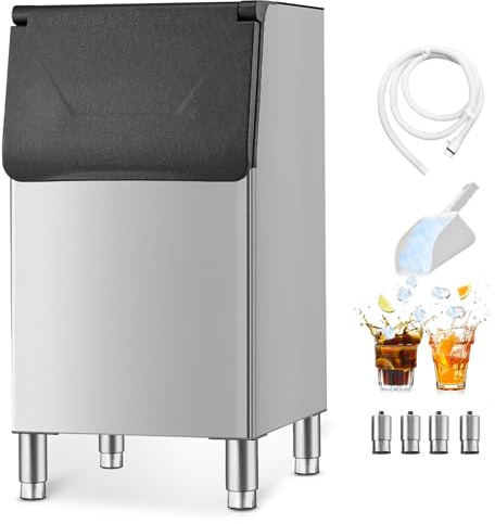 VEVOR Bac de Stockage de Machine à Glaçons avec Grande Capacité de 136 kg, Bac à Glaçons avec Pieds Antidérapants Réglables en Caoutchouc, pour Préparation des Boissons, Restaurant Hôtel Bar