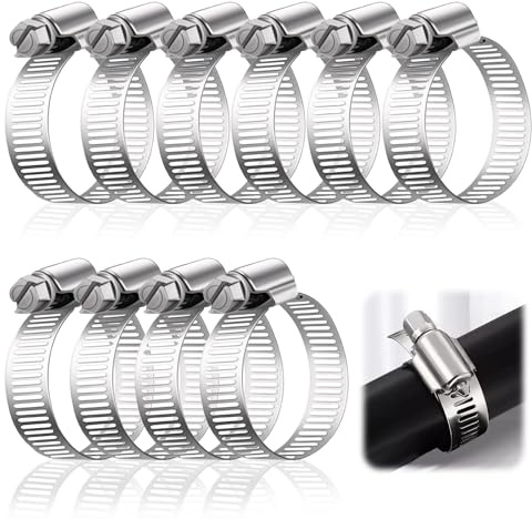10pcs Hose Clips -Modurio Adjustable 13-19mm Hose Clamps, 304 Stainless Steel Jubilee Clips for Vent Pipe/Drain Pipe/Exhaust Pipes/Water Pipes