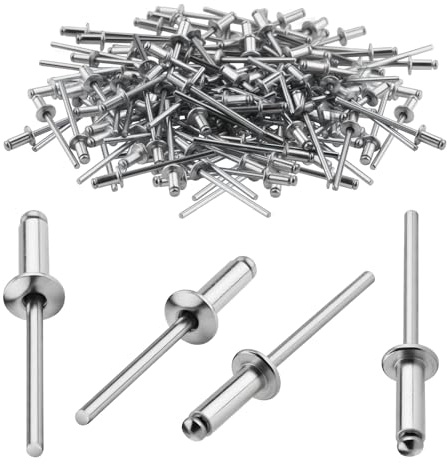 TXXATX Alu Blindnieten 4,8x12 mm Kuppelkopf Popnieten 120 Stück Nieten Silber mit Offenem Ende für Metall Holz Kunststoff Möbel Auto Marine Verbindung und Befestigung