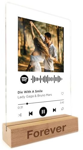 REGALOART Placa Spotify Personalizada - Soporte de Madera Grabada - Color Negro - Regalos Originales de Cumpleaños, San Valentín, Navidad, Amigos, Parejas y Familiares