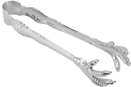 Tong de glace de style griffe, 7,9 pouces en acier inoxydable Eagle Forme de griffe de glace Cuisine de cuisson Cuisine Pince pour ramasser le bar à sucre à sucre à la maison (Argent)