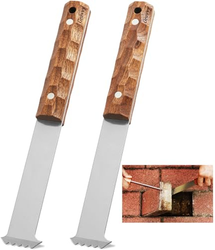 Upgraded Paver Removal Tool, Sapele Hardwood Handle & Dual-Height Joint Scraper, Heavy-Duty Steel Paver Lifter & Puller, Brick Block Driveway Garden Yard Patio Paver Extractor Tool
