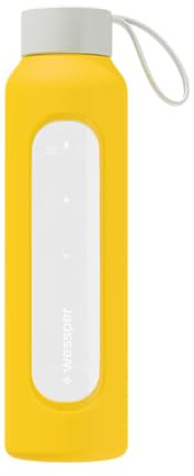 Wessper Funda de Silicona para Botella de Vidrio 0,5 L Tipo B1, borosilicato – Agarre Antideslizante, sin BPA, Apta para lavavajillas – Amarillo