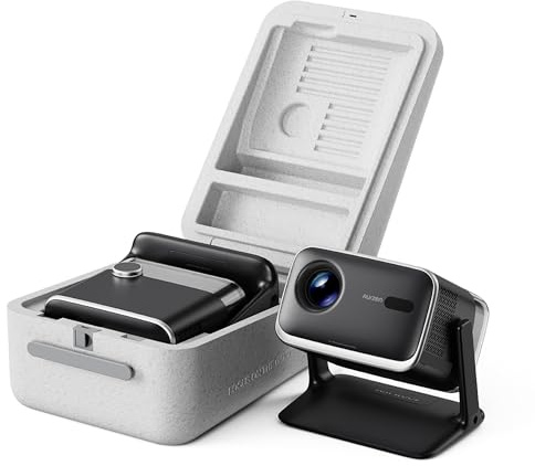 Aurzen Boom Mini Beamer mit EPP Tragetasche, Smart Beamer mit Google TV, 4K Unterstützt Heimkino & Outdoor Projektor, 20W DoIby Audio, 500 ANSI Projector, ToF Autofokus & Trapezkorrektur(Schwarz)