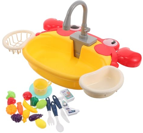 SUPVOX 1 Set Toy Sink With Running Water - Playhouse Kitchen Toy For Children - Electric Dish Washing Playset With Light And Sound - Pretend Play Education Set (No Battery)