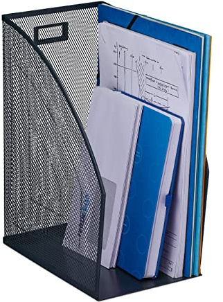 Relaxdays 3 x raccoglitori Verticali, Formato DIN A4, Design a Rete, 32 x 16 x 24,5 cm, Ufficio e Home Office, Metallo, Antracite