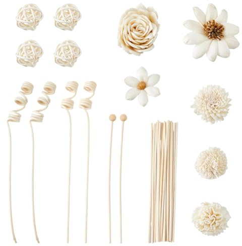 SUPERFINDINGS 56pc Reed Diffuser Sets 44 Pcs Reed Diffusers Sticks Natural Rattan Flower Reed Fragrance Diffuser Set Fragrance Diffusers Replacement Rattan Sticks for Home Office Bathroom Bedroom