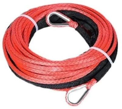para Coche, camión, Remolque, SUV Cable de cabrestante sintético de Repuesto de 15 mx6 mm, Resistente al Desgaste, Robusto, for Uso Todoterreno, versátil, con Funda Protectora.(Red)