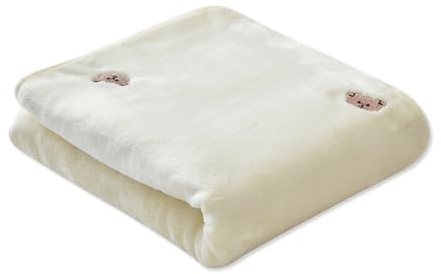 SONARIN Ricamata Coperta per Neonati,90x125cm Flanella Copertina per Bambini Bambine Morbida Calde Copertine Avvolgenti per Bambini Trapunta per Carrozzina Culla(Orso)
