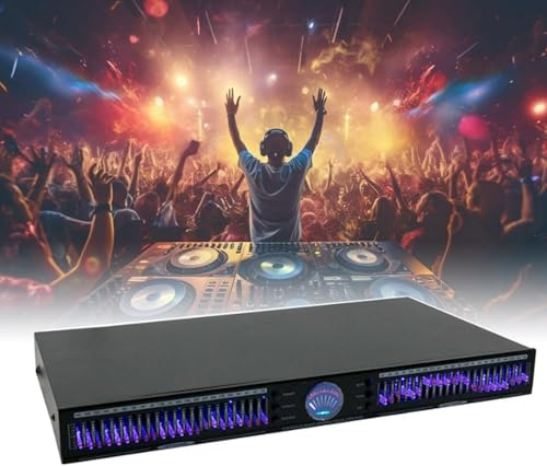 Professional Audio Equalizer,22-Band Stereo Graphic Equalizer,Dual Channel 1U Rack Mount with 10 Preset Effects,Automatic Noise Reduction,Hifi Home EQ Tuning Equalizer