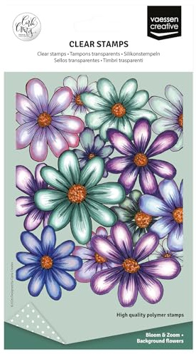 Vaessen Creative Timbro in Silicone Background Flowers – 1 Timbro a Secco per Lavoro Preciso – per DIY, Biglietti Fatti a Mano, Buste e Scrapbooking – Compatibile con Stamping Tool e Blocchi Acrilici