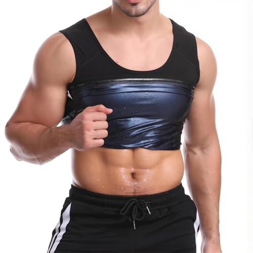 ITCGOB Bauchweg Weste Herren Body Shaper – Fitness Schwitzgürtel zur Bauchkontrolle & Kompressionsweste für Sport & Training, PU Material,4XL/5XL