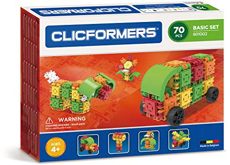 CLICFORMERS Bausteine für Kinder ab 3 Jahre, kreatives Lernspielzeug im ​​70 teiligen Basisset, Steckspiel für Jungen und Mädchen, pädagogisches Montessori Bauspielzeug, STEM-Spielzeug,