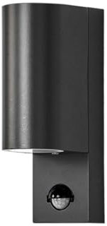 Outdoor Wall Light 'Palina' with Motion Detector (Modern) in Black Made of Aluminium (2 Light Sources, GU10) from Lindby | Wall lamp for Exterior/Interior Walls, House, Terrace und Balcony
