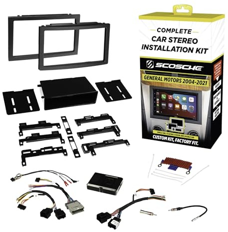 Scosche GM0516DDCS Double DIN Radio Install Dash Kit Compatible with Select 2004-21 Buick, Chevrolet, GMC, Hummer, Pontiac, Saturn and Suzuki Vehicles - Complete Car Stereo Installation Interface Kit