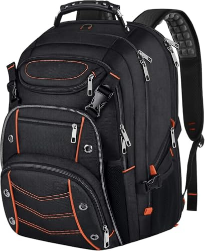 VECKUSON Ryggsäck för 18,4 bärbar dator för män, 55 L extra stor spelbärbara datorer ryggsäck med USB-laddningsport, TSA-vänlig flyggodkänd och RFID-stöldficka