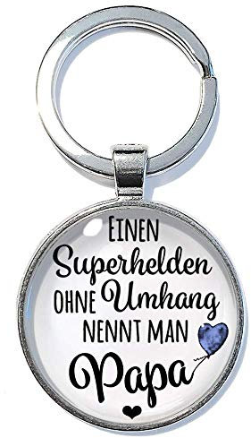 SUPERHELD PAPA | ABOUKI Schlüsselanhänger | Vatertagsgeschenk Beste Papa Geschenke Schlüsselanhänger Vatertag Bester Papa Geschenk Vatertag Glücksbringer | 30 mm