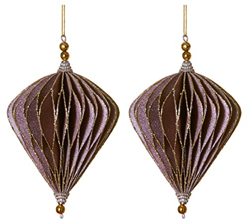 Weihnachtsschmuck Christbaumschmuck aus Papier in verschiedenen Formen und Farben (Rose/Gold, 2er Set Ø 15cm)