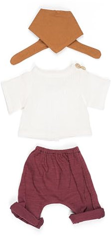 Miniland Kleiderset Dolls 32cm groß, Modell Dune, Junge, Ocker, Bordeaux und Weiß, 31647