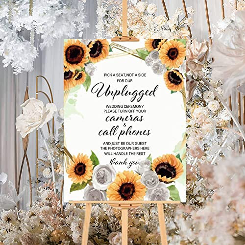 Panneau de bienvenue en bois rustique avec tournesols - Personnalisable - Parfait pour un anniversaire de mariage, des fiançailles, une fête, un cadeau de mariage - 30,5 x 40,6 cm