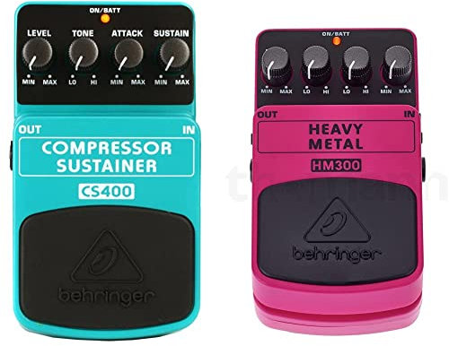 Behringer COMPRESSOR/SUSTAINER CS400 Ultimatives Dynamik-Effektpedal & HM300 Heavy-Metal-Distortion-Effektpedal