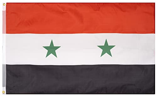 MUWO Flagge Nations Together 90 x 150 cm Nationalmanschaften, doppelseitige Gartenflagge, wetterfeste Fanflagge, Fußballflagge Polyester Länderfagge Deutschland mit Ösen (Syrien)